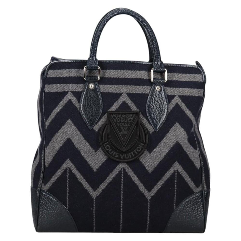 Louis Vuitton Wool Cabas Vale Karakoram Handbag Navy Blue